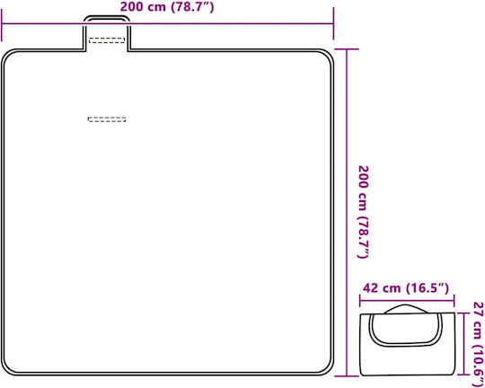 vidaXL Κουβέρτα Πικ Νικ 200x200cm σε Μπλε χρώμα