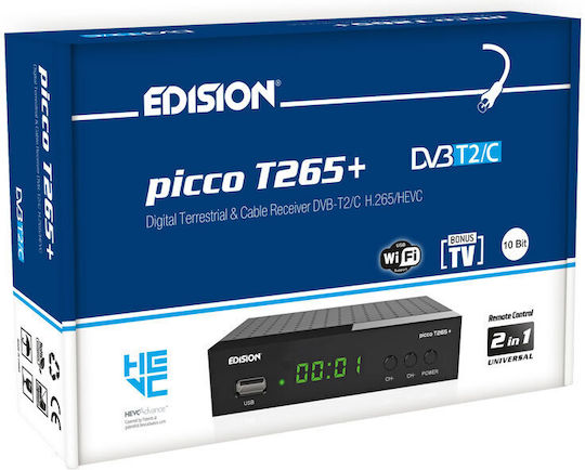 Edision Picco T265 Ψηφιακός Δέκτης Mpeg-4 SD (480p) με Λειτουργία PVR (Εγγραφή σε USB) Σύνδεσεις SCART / HDMI / USB