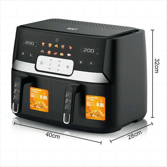 Raf R5272 Air Fryer με Διπλό Αποσπώμενο Κάδο 9lt Μαύρο