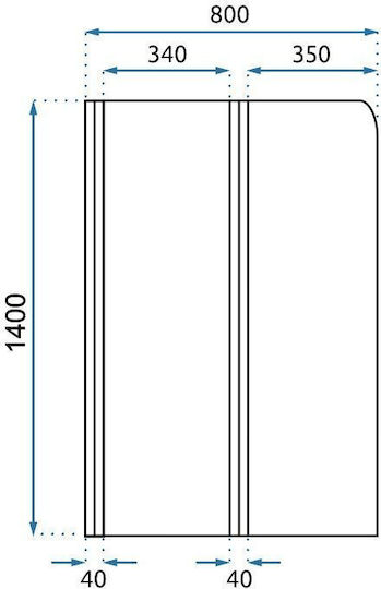 Rea Σταθερό Πλαϊνό Μπανιέρας 80x140cm