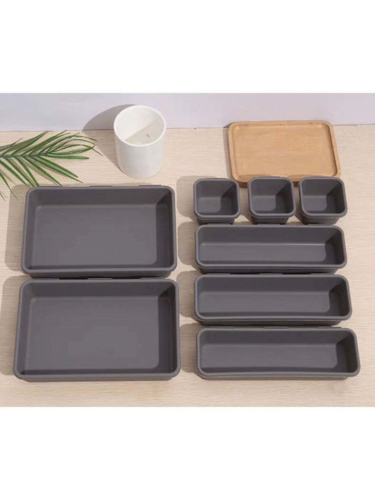 Plastic Cutie de Depozitare cu Capac Gri 23.5x16cm 8buc
