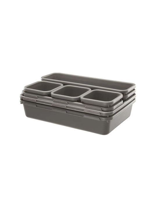 Plastic Cutie de Depozitare cu Capac Gri 23.5x16cm 8buc