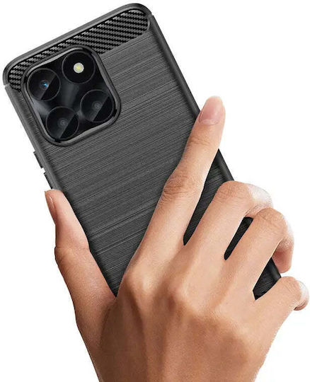 Hurtel Carbon Back Cover Silicon Negru (Honor X6a)