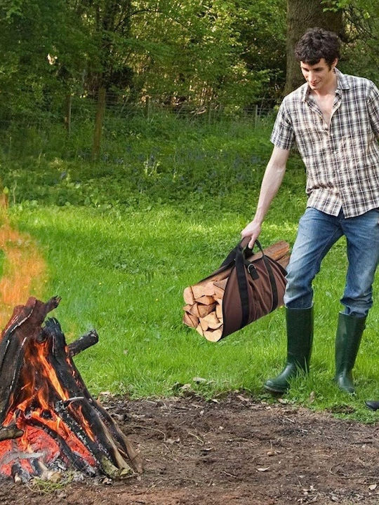 Wooden Firewood Carrying Bag Brown