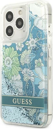Guess Liquid Glitter Flower Задна корица Силикон Син (iPhone 13 Pro Max)