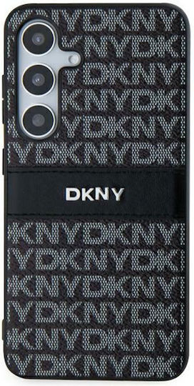 DKNY Leather Mono Stripe & Metal Logo Back Cover Silicon / Plastic Negru (Galaxy S24)