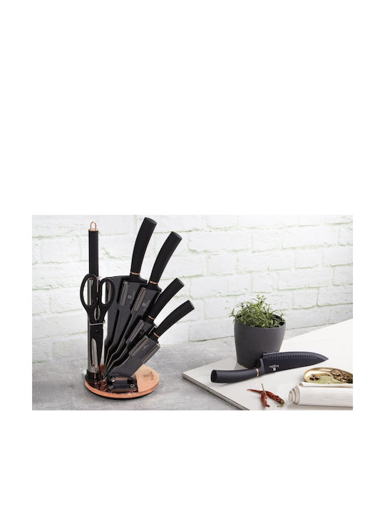 Berlinger Haus Black Rose Collection Knife Set with Block from Stainless Steel 8pcs