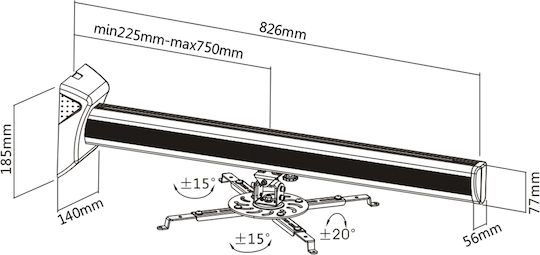 InLine Βάση Projector Τοίχου με Μέγιστο Φορτίο 16kg Μαύρη
