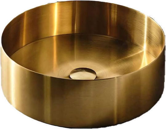 Tema Επικαθήμενος Νιπτήρας Πορσελάνης 40x40x12cm Brushed Gold