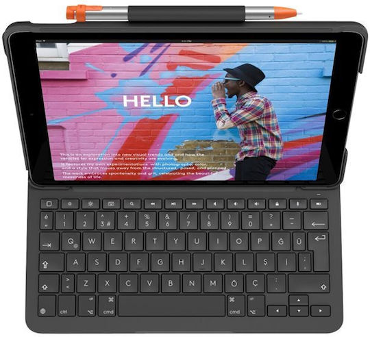 Logitech Flip Cover Rezistentă cu Tastatură în Engleză Marea Britanie Negra (iPad 2019/2020/2021 10.2'' - iPad 2019/2020/2021 10.2'') 920-009480