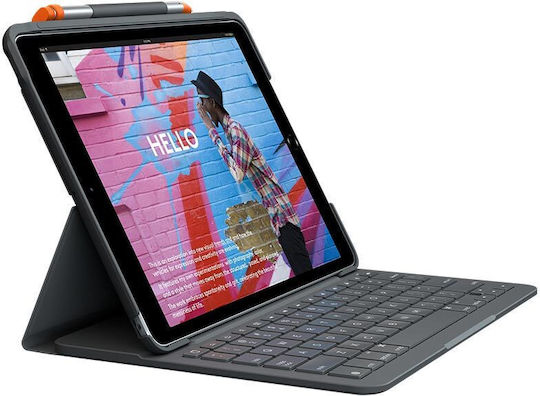 Logitech Flip Cover Rezistentă cu Tastatură în Engleză Marea Britanie Negra (iPad 2019/2020/2021 10.2'' - iPad 2019/2020/2021 10.2'') 920-009480