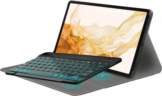 Techsuit Klappdeckel mit Tastatur im Englisch US Schware (Samsung Galaxy TAB S8 Plus)