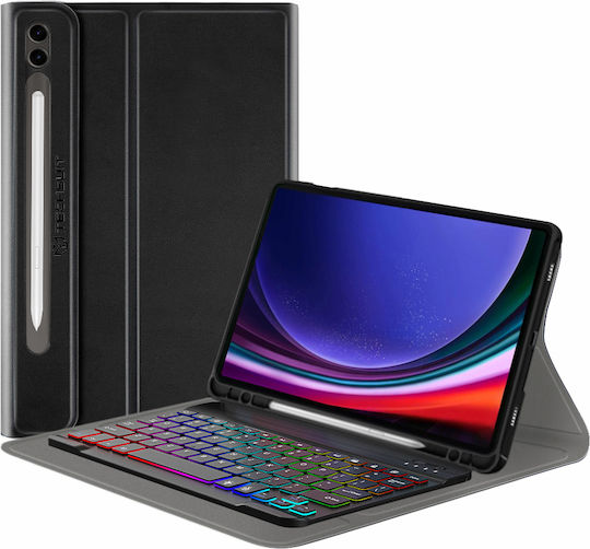 Techsuit Флип Капак с Клавиатура на Английски Език САЩ Черен Samsung Galaxy Tab S9 Plus