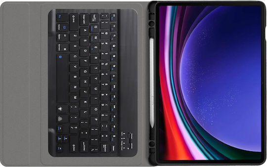 Techsuit Флип Капак с Клавиатура на Английски Език САЩ Черен Samsung Galaxy Tab S9 Plus