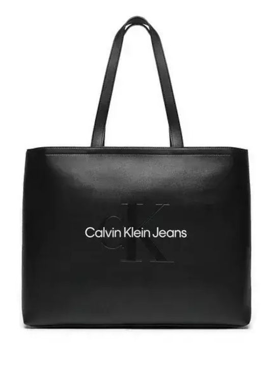 Sculpted Slim Geantă Dama Shopper De Umar Neagră