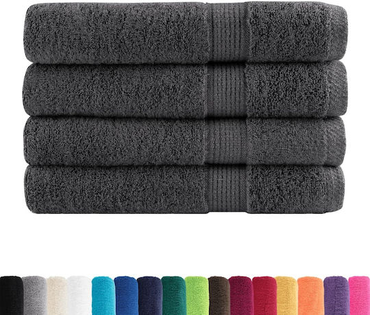 vidaXL Set 4 Hotel Pool and Beach Towels 200x80 cm 600gsm Charcoal