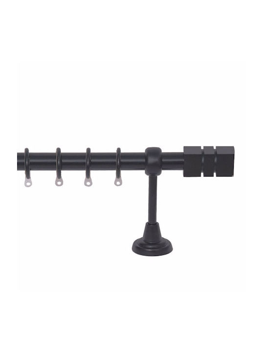 Import Hellas Metallic Curtain Pole No2 Double with Rod Φ25mm 160cm Black Checkmate
