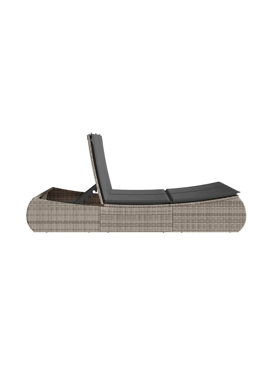 Ξαπλώστρα Διπλή Rattan με Μαξιλάρι Γκρι 110x178εκ.