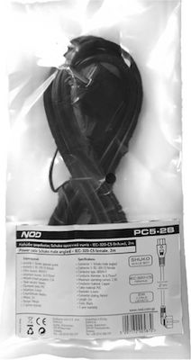 NOD Schuko - IEC C5 Kabel 2m Schwarz (PC5-2B)