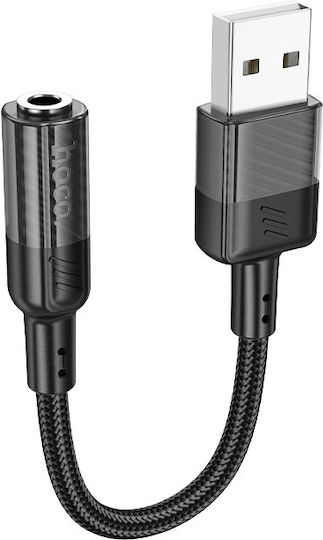 Μετατροπέας Ήχου Usb Αρσενικό 3.5mm Jack Θηλυκό Hoco Ls37 Μαύρος