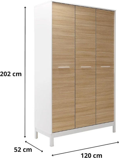 Dreifachtür Kleiderschrank London Oak - White 120x52x202cm