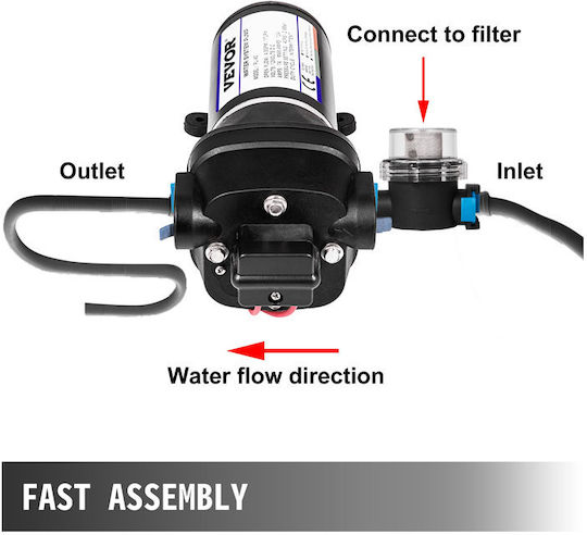 Automatic High Pressure Diaphragm Water Pump 40 Psi 12v Vevor Fl-40gmb12v000001v0