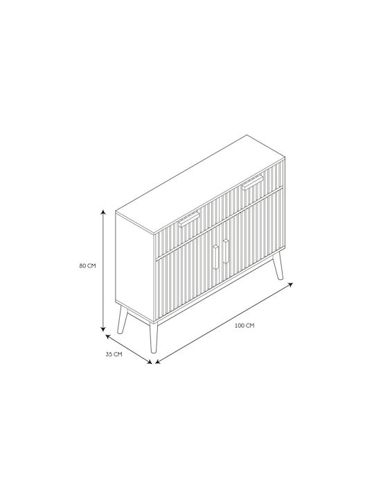 Sideboard Klaus Wooden with Drawers & Mirror Wood Shade Hd0091ygo 100x35x80cm