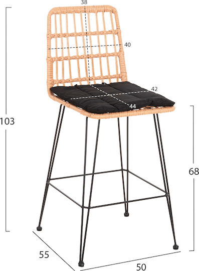 Σκαμπό Μπαρ Rattan Μαύρο-μπεζ 50x55x103cm Σκαμπό Μπαρ Rattan Μαύρο-μπεζ 50x55x103cm