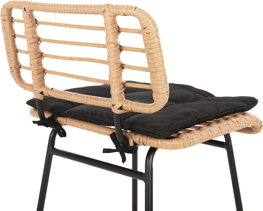 Scaun Rafturi și dulapuri pentru vin de Grădină Rattan Allegra cu pernă Black-wicker Beige 1buc 48x49x99cm