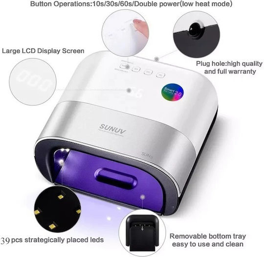 3 Smart 2.0 Nail Polish Curing Lamp UV / LED 48W White