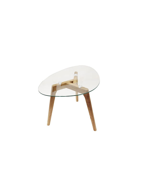 Round Side Table from Solid Wood Transparent 2pcs L50xW40xH38cm.