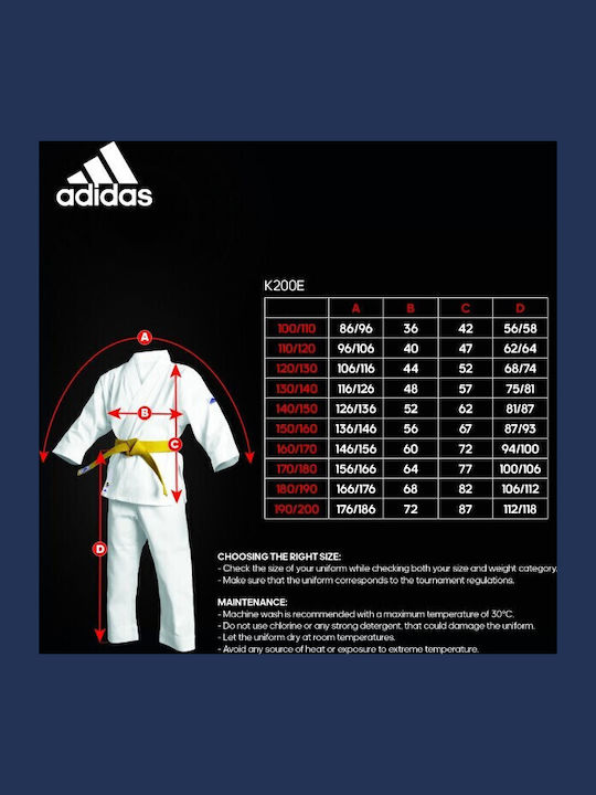 adidas Karatepak K200 Kids Copii Uniforme Karate Alb