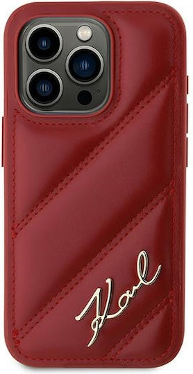 Karl Lagerfeld Diagonal Quilted Script Umschlag Rückseite Kunststoff Rot (iPhone 15 Pro Max)