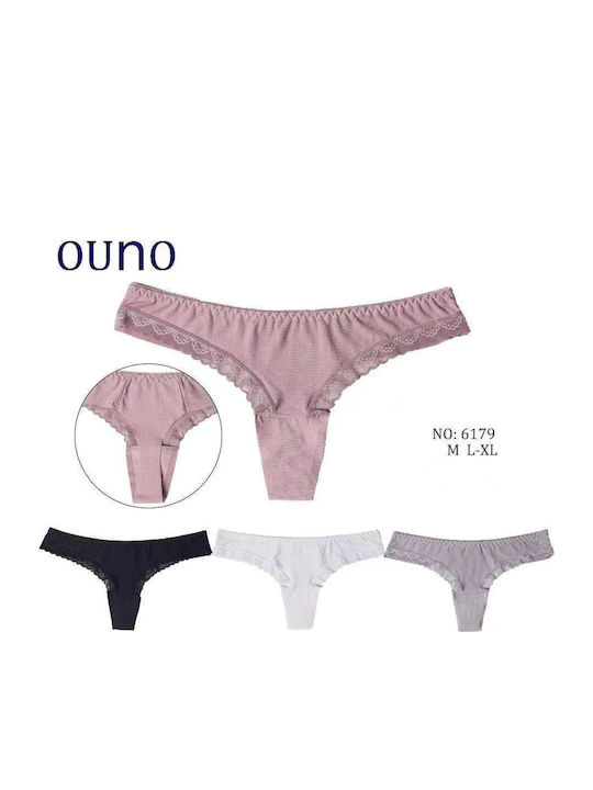 Γυναικεία String MultiPack με Δαντέλα Μονοχρωμα
