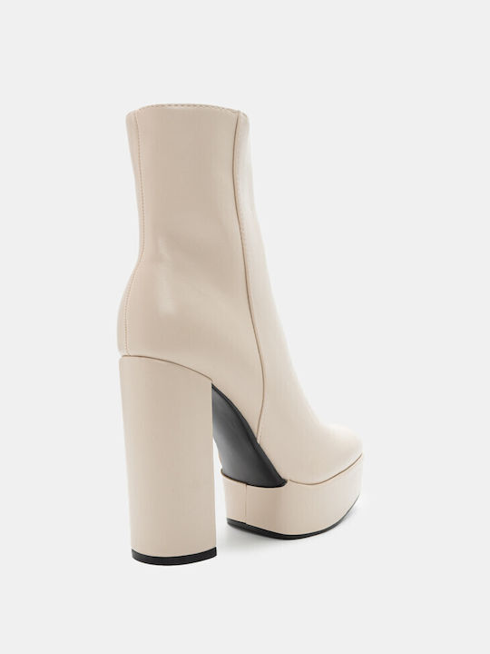 Luigi Damen Knöchelstiefel mit Pelz Beige