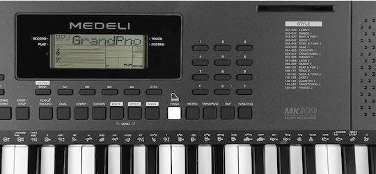 Medeli Keyboard MK100 with 61 Dynamic Keys with Music Stand Black Stand Standard Bundle II