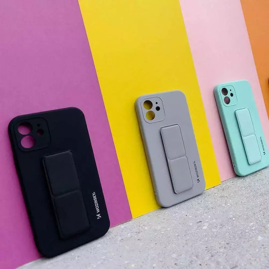 Wozinsky Kickstand Flexible Back Cover Silicone Black (iPhone 12 mini)