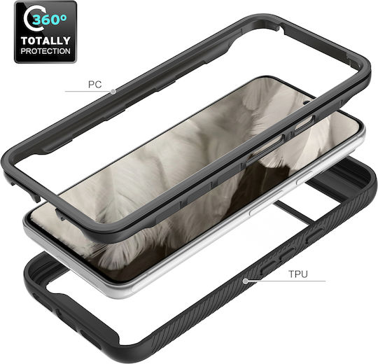 Techsuit Techsuit Back Cover Silicon Set cu Geam Negru (Google Pixel 8 Pro)