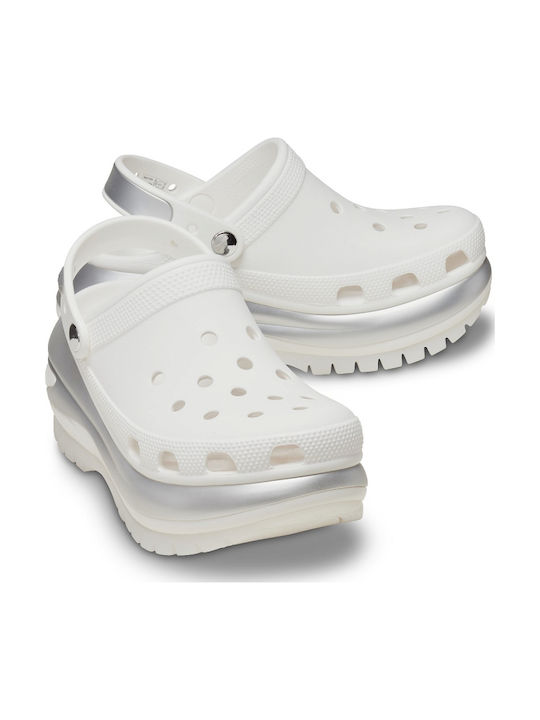 Crocs Classic Mega Crush Γυναικεία Σαμπό Λευκά Crocs Classic Mega Crush Γυναικεία Σαμπό Λευκά