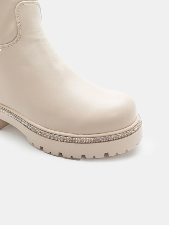 Luigi Suede Medium Heel Women's Boots Beige