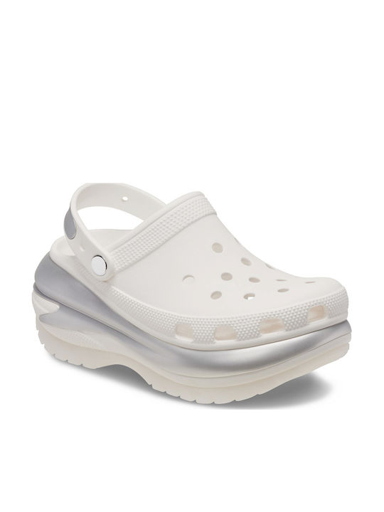 Crocs Classic Mega Crush Γυναικεία Σαμπό Λευκά