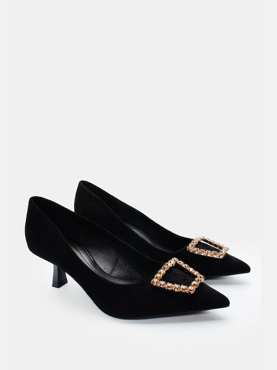 Luigi Pointed Toe Black Medium Heels