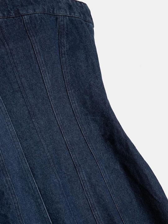 Dark Blue Mini Strapless Denim Dress