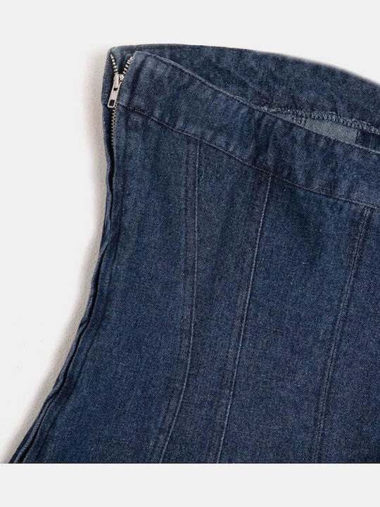 Dark Blue Mini Strapless Denim Dress