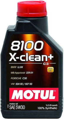 Motul 8100 X-Clean Synthetic Car Lubricant 5W-30 C3 1lt