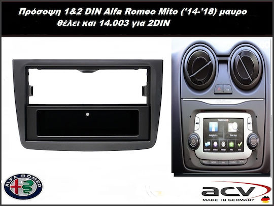 DIN-Verkleidungsplatten 2 Din für Alfa Romeo Mito 2014 - 2018 für Alfa Romeo Mito 2014 2018