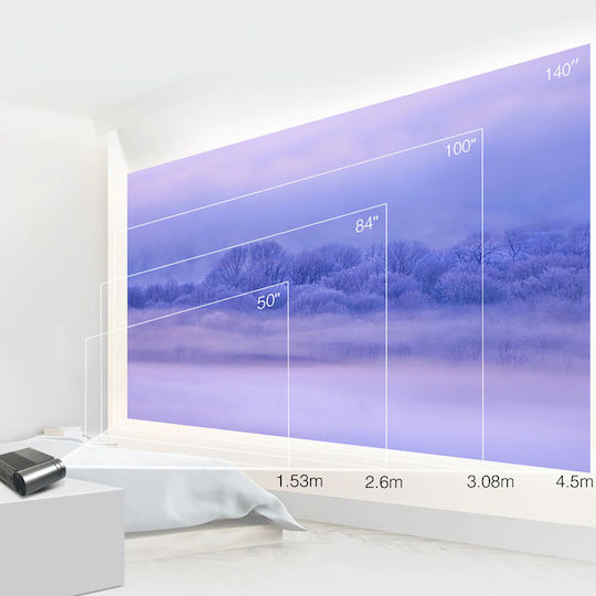 Powertech PT-962 Projector LCD HD Λάμπας LED με Wi-Fi και Ενσωματωμένα Ηχεία
