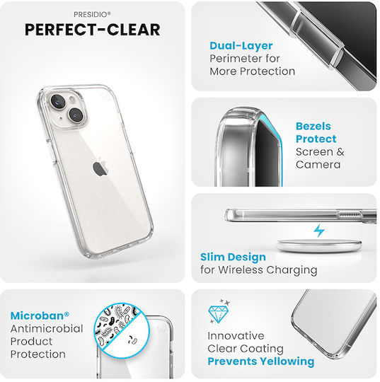 Speck Presidio Perfect-clear Back Cover Plastic Transparent (iPhone 15)