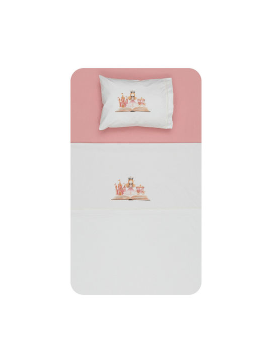 Borea Princesa Baby Sheets Set Crib Cotton White-salmon 160x120cm