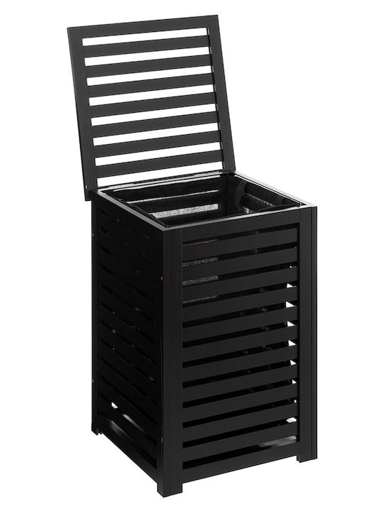 Atmosphera Laundry Basket Bamboo 65lt with Cap 40x40x58cm Black